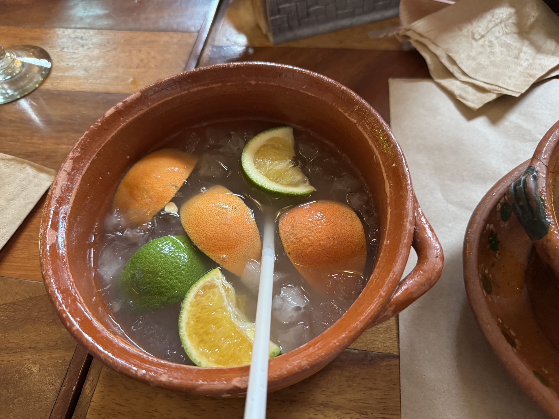 Citrus cocktail in a cazuela