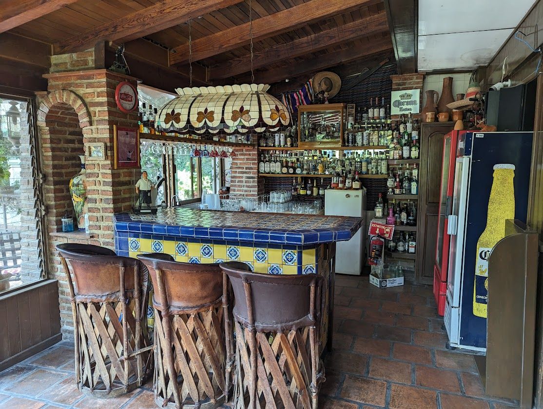 Colorful talavera-tiled cantina bar